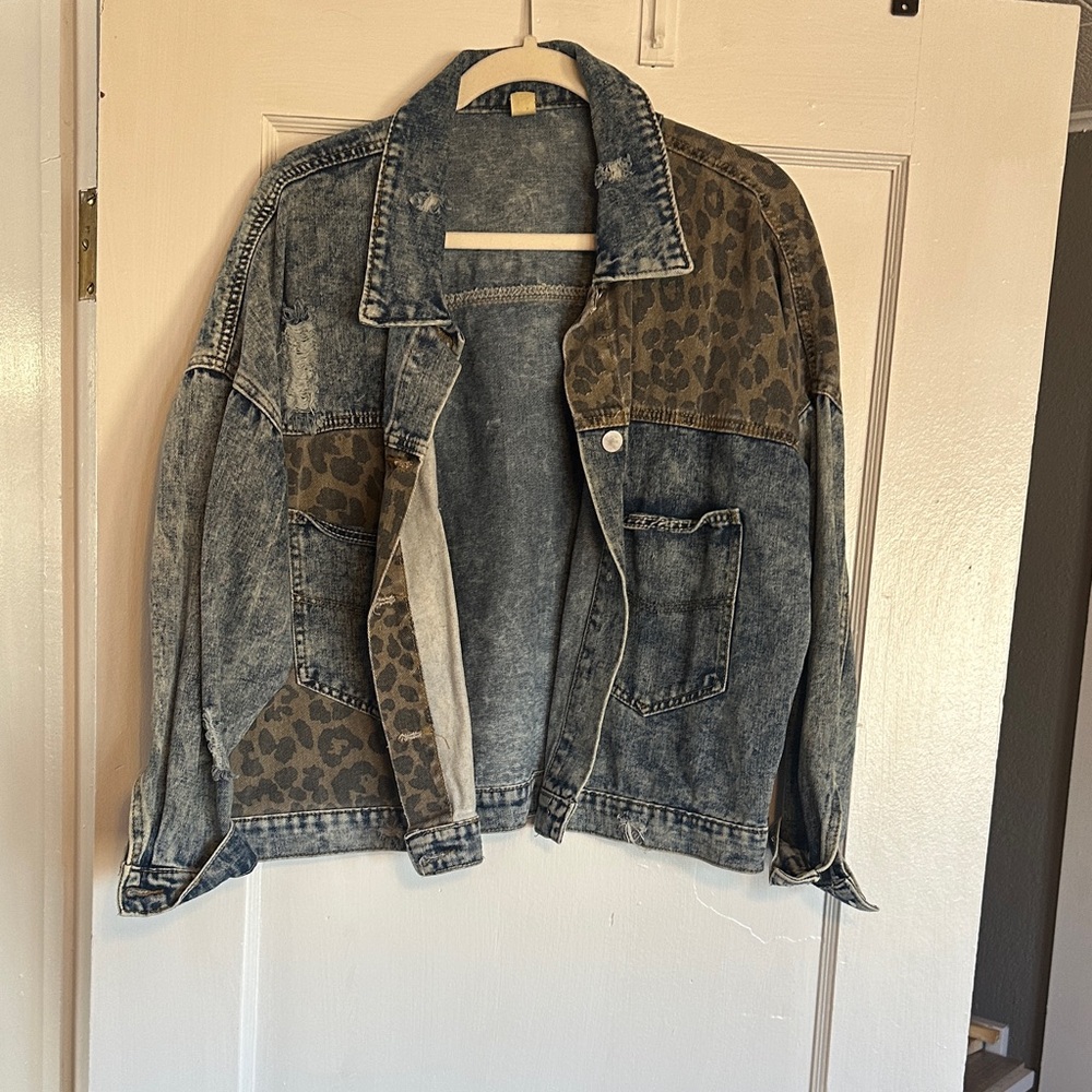 Leopard Print Denim Jacket